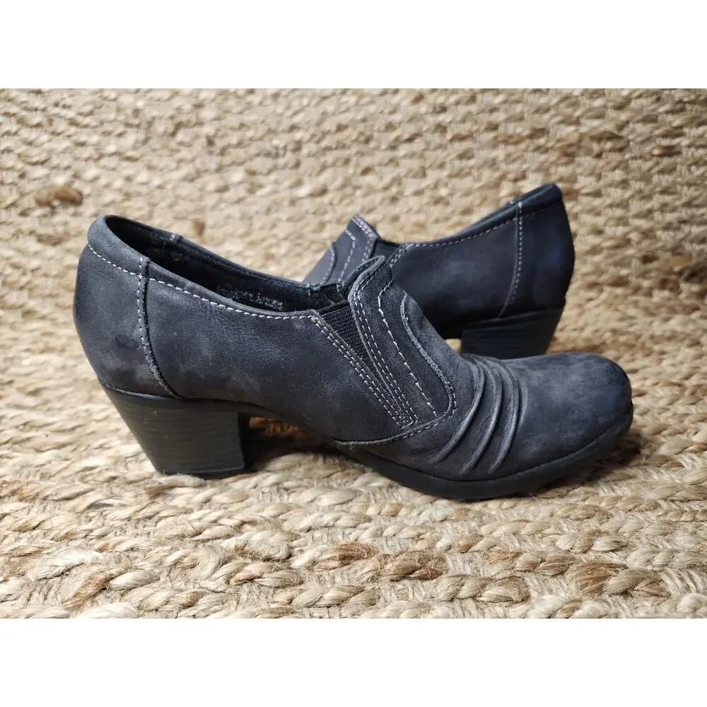 EARTH ORIGINS Women’s 6.5 M Kacie Black Leather Booties Shoes Clogs Slip-On